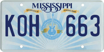 MS license plate KOH663