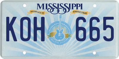 MS license plate KOH665