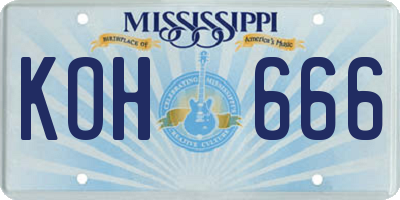 MS license plate KOH666