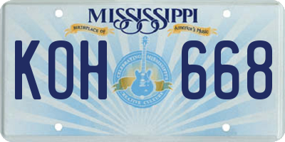 MS license plate KOH668