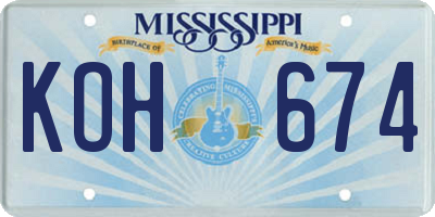 MS license plate KOH674
