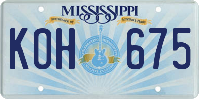 MS license plate KOH675