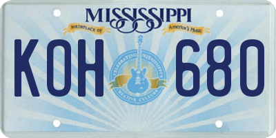 MS license plate KOH680