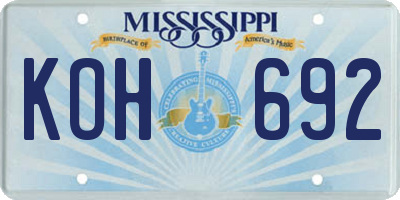 MS license plate KOH692