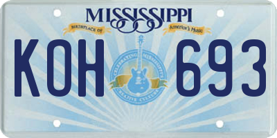 MS license plate KOH693