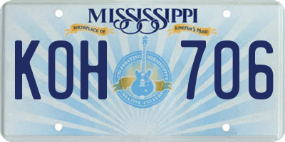MS license plate KOH706