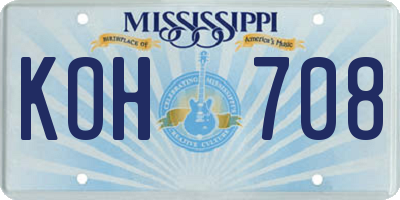 MS license plate KOH708