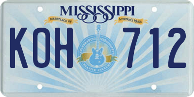 MS license plate KOH712