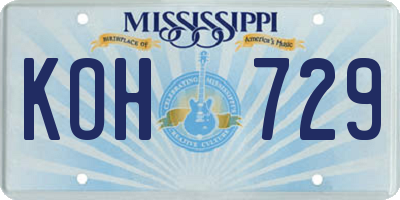 MS license plate KOH729
