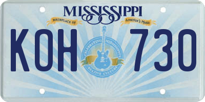 MS license plate KOH730