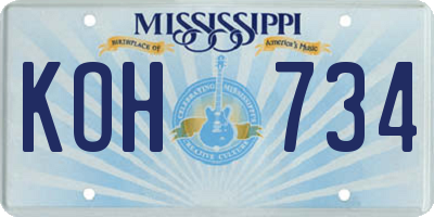 MS license plate KOH734