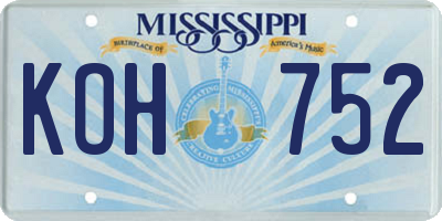 MS license plate KOH752