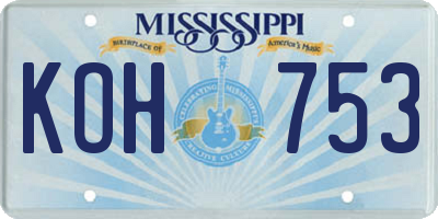 MS license plate KOH753