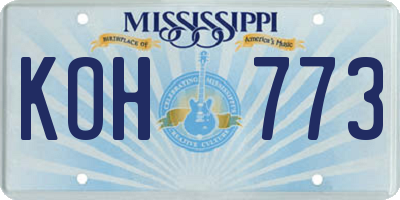 MS license plate KOH773