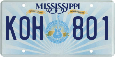 MS license plate KOH801