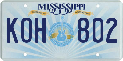 MS license plate KOH802