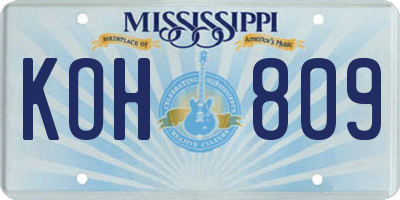 MS license plate KOH809