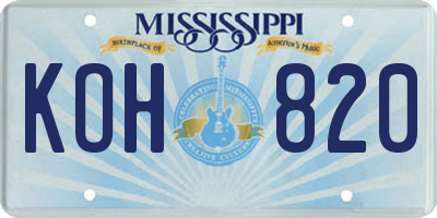MS license plate KOH820