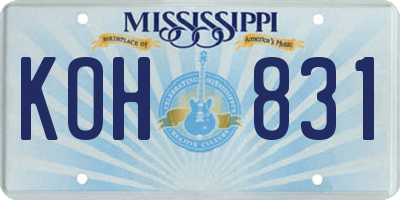 MS license plate KOH831