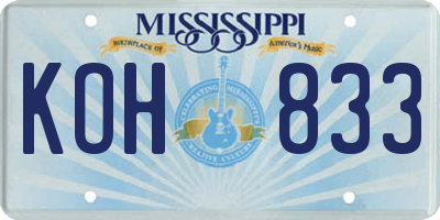 MS license plate KOH833