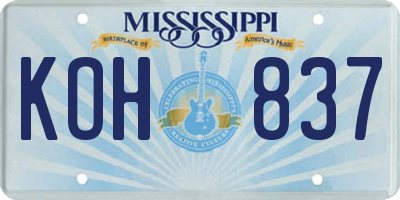 MS license plate KOH837