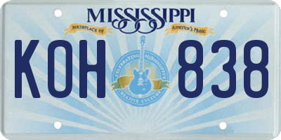 MS license plate KOH838