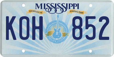 MS license plate KOH852