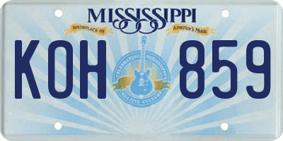 MS license plate KOH859