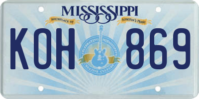 MS license plate KOH869