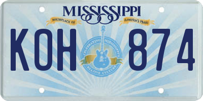MS license plate KOH874