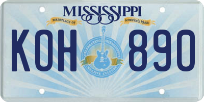 MS license plate KOH890
