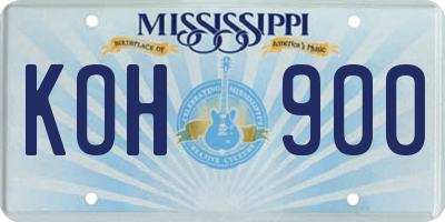 MS license plate KOH900