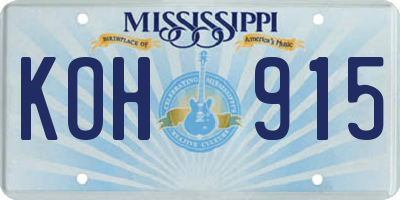 MS license plate KOH915