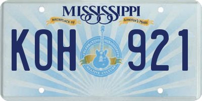 MS license plate KOH921