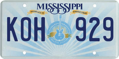 MS license plate KOH929