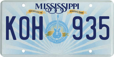 MS license plate KOH935