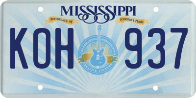 MS license plate KOH937