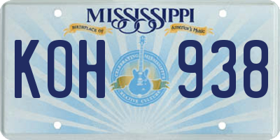 MS license plate KOH938