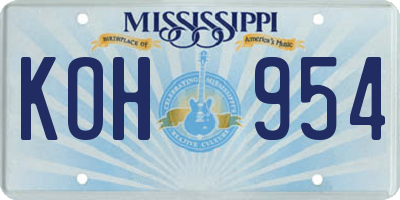 MS license plate KOH954
