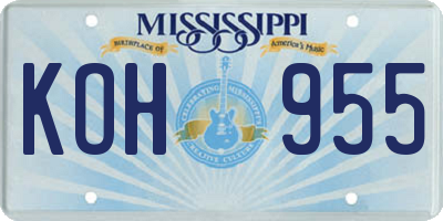 MS license plate KOH955