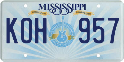 MS license plate KOH957
