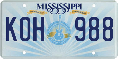 MS license plate KOH988