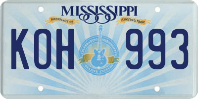 MS license plate KOH993