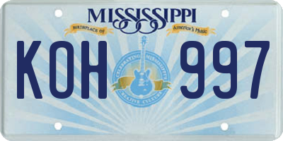 MS license plate KOH997
