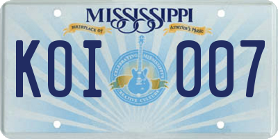 MS license plate KOI007