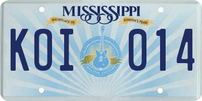 MS license plate KOI014