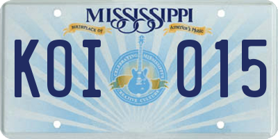 MS license plate KOI015