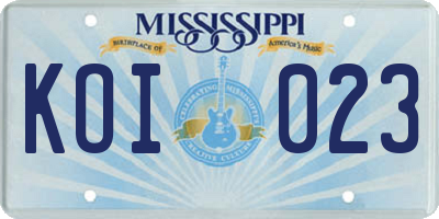 MS license plate KOI023