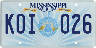 MS license plate KOI026
