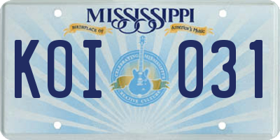 MS license plate KOI031